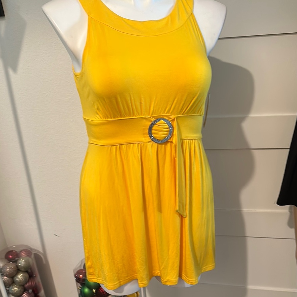 Yellow Sleeveless Knit Mini Dress/Tunic